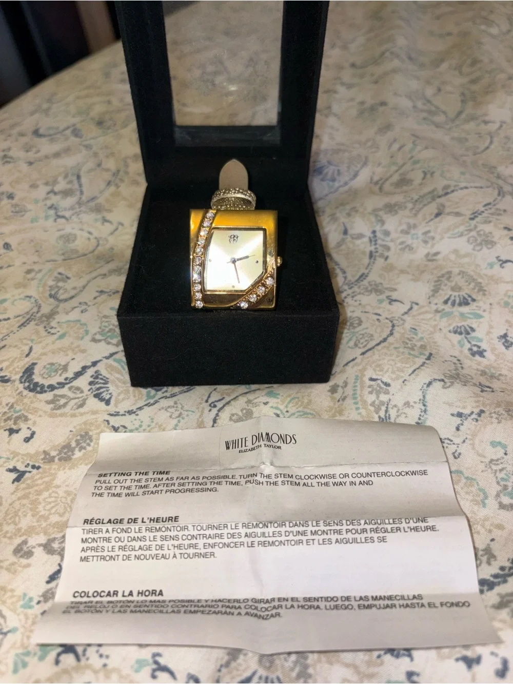 Elizabeth Taylor Gold-Tone White Diamonds Accent Women's Watch